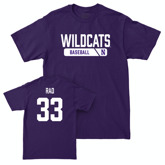 Northwestern Baseball Purple Staple Tee - Sonny Rao | #33 Youth Small