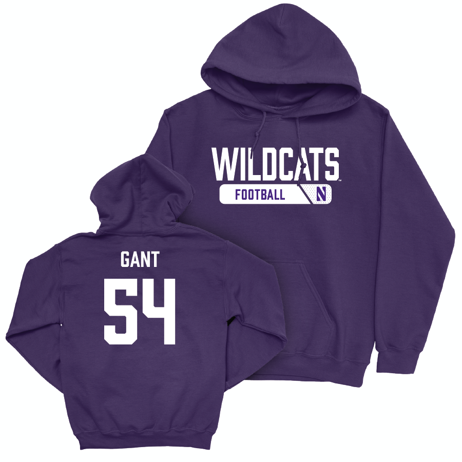 Northwestern Football Purple Staple Hoodie - Tyler Gant | #54 Youth Small