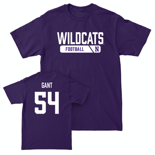 Northwestern Football Purple Staple Tee - Tyler Gant | #54 Youth Small