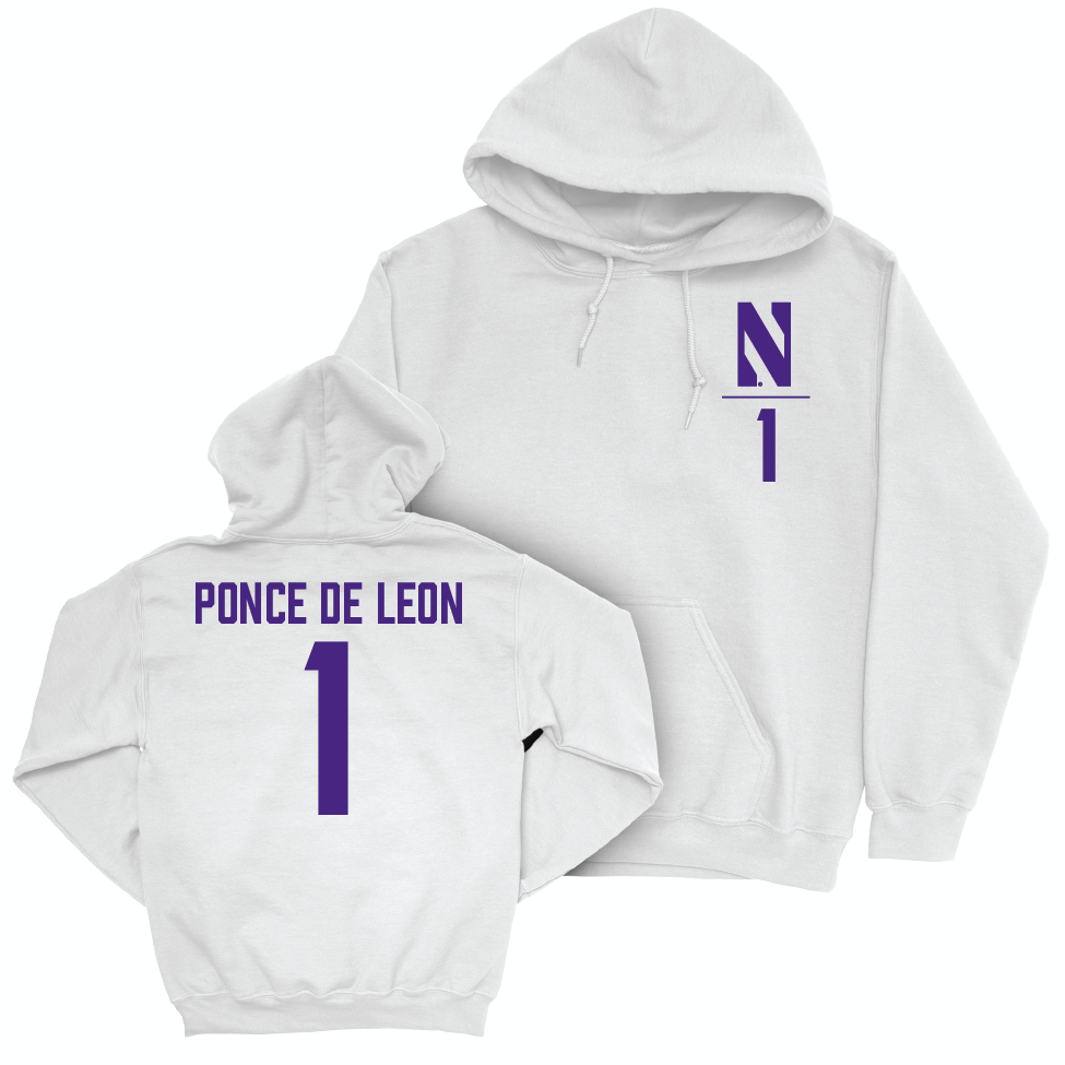 Northwestern Men's Soccer White Logo Hoodie - Rafael Ponce de Leon | #1