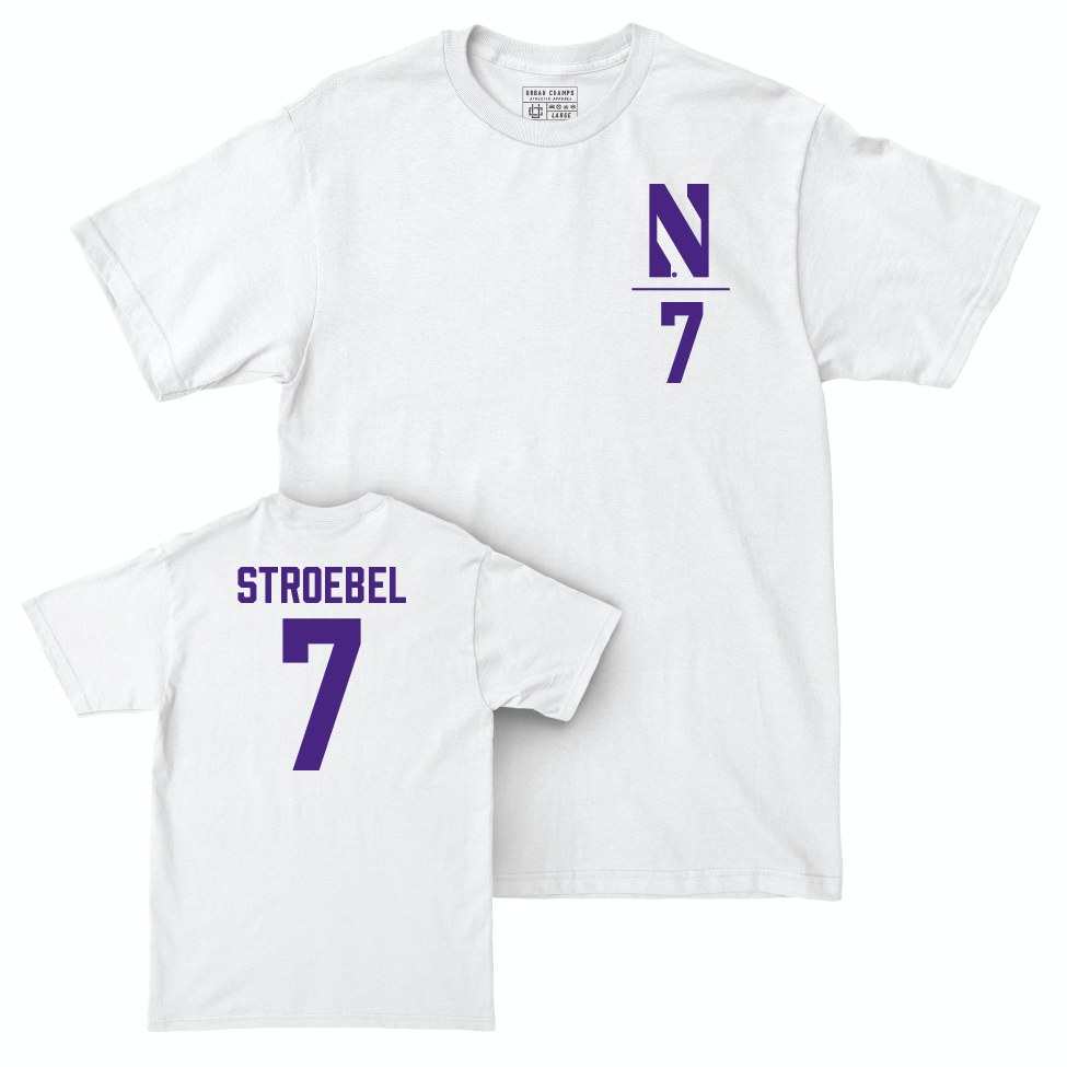 Northwestern Women's Soccer White Logo Comfort Colors Tee  - Mary Stroebel