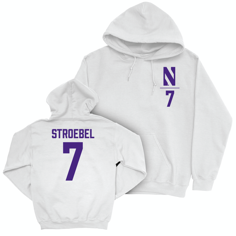 Northwestern Women's Soccer White Logo Hoodie  - Mary Stroebel