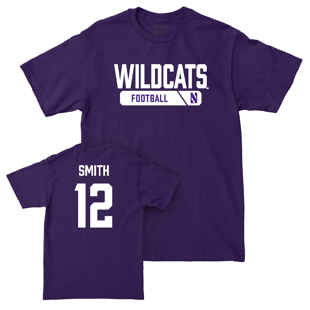 Northwestern Football Purple Staple Tee - Evan Smith | #12