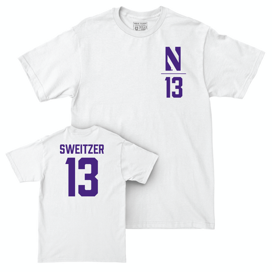 Northwestern Women's Lacrosse White Logo Comfort Colors Tee  - Delaney Sweitzer