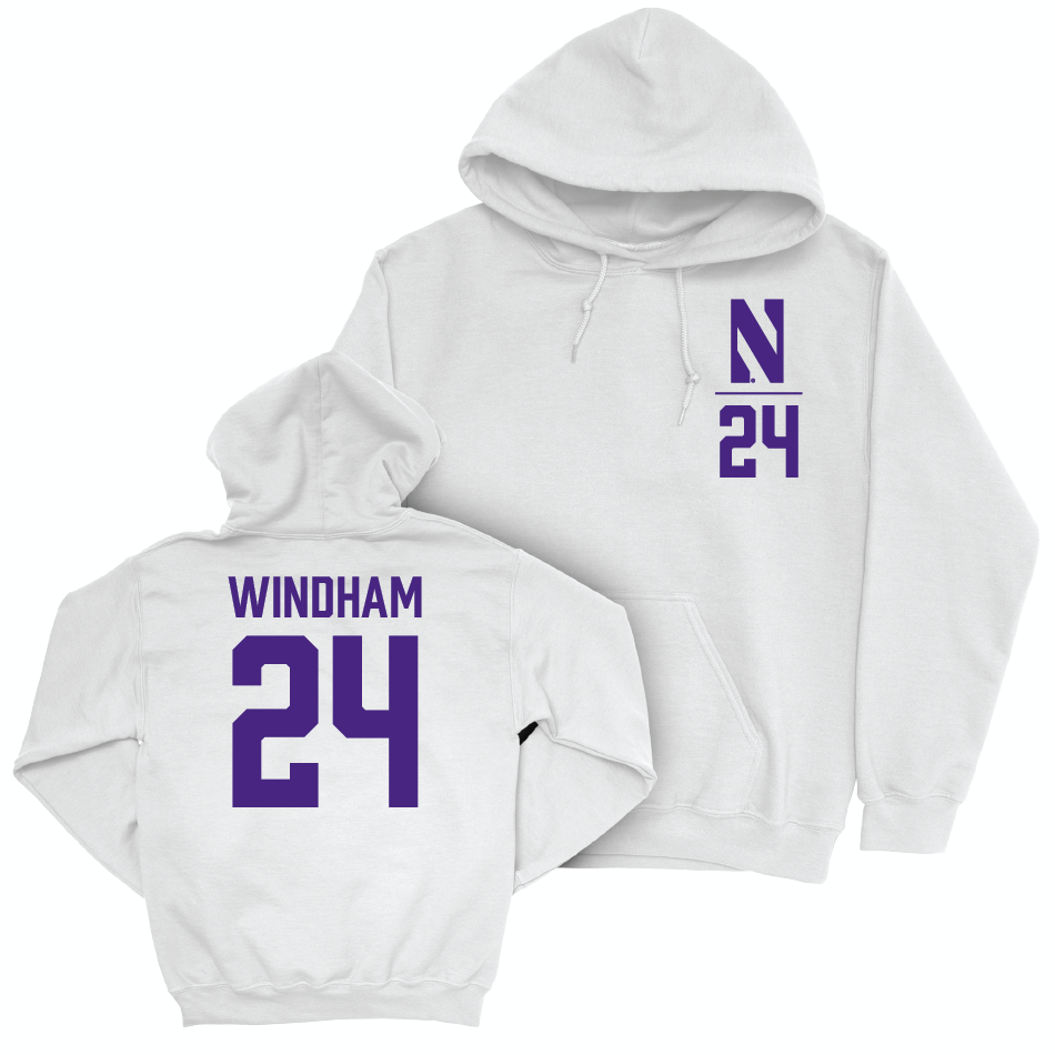 Northwestern Men's Basketball White Logo Hoodie  - KJ Windham