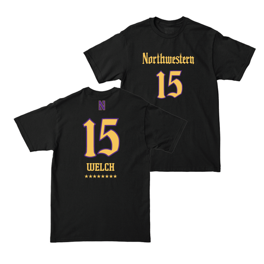 Northwestern Women's Lacrosse Black Shirsey Tee - Kathryn Welch | #15