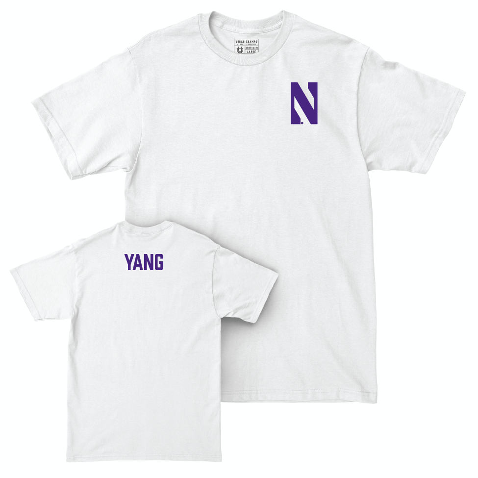 Northwestern Men's Tennis White Logo Comfort Colors Tee  - Vincent Yang